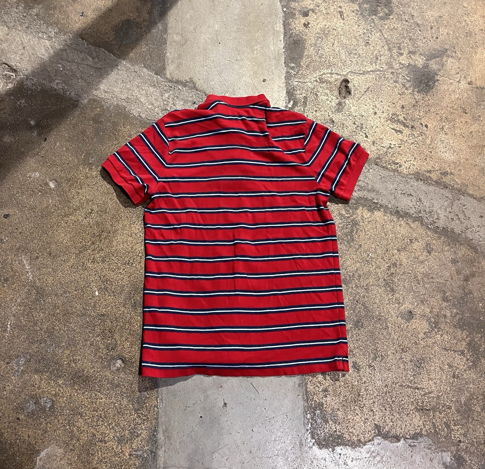 Chaps Blue & Red Striped Polo Size M Short Sleeve - image 5