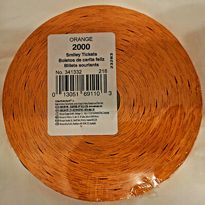 Orange - Roll of 2000 Smile Face Emoji Raffle Tickets - Fair or ...