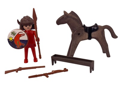 PLAYMOBIL 2951 SCHAPER INDIAN HORSE Weapons Shield Western 1983 Vintage w/box