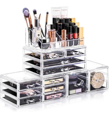URMOMS Makeup Organizer 4 Pieces, Acrylic Storage Box with Transparent 