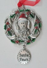 DD1 Santa Paws claus dog lover I love my pet CHRISTMAS ORNAMENT Ganz