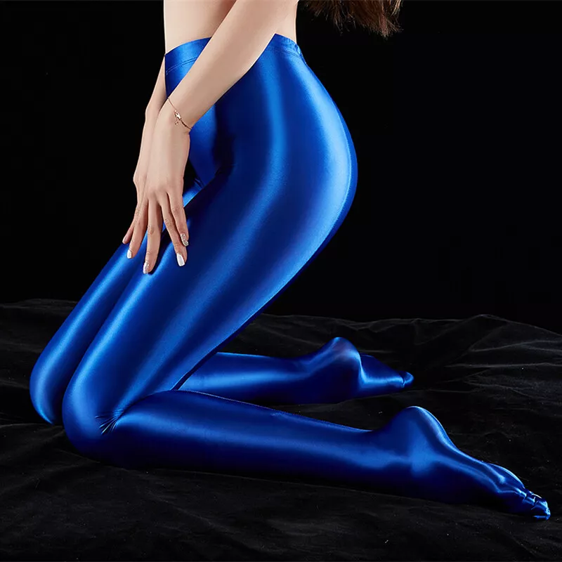 Women Sexy Semi Opaque Pantyhose Spandex Satin Glossy Opaque Shiny Yoga  Tights