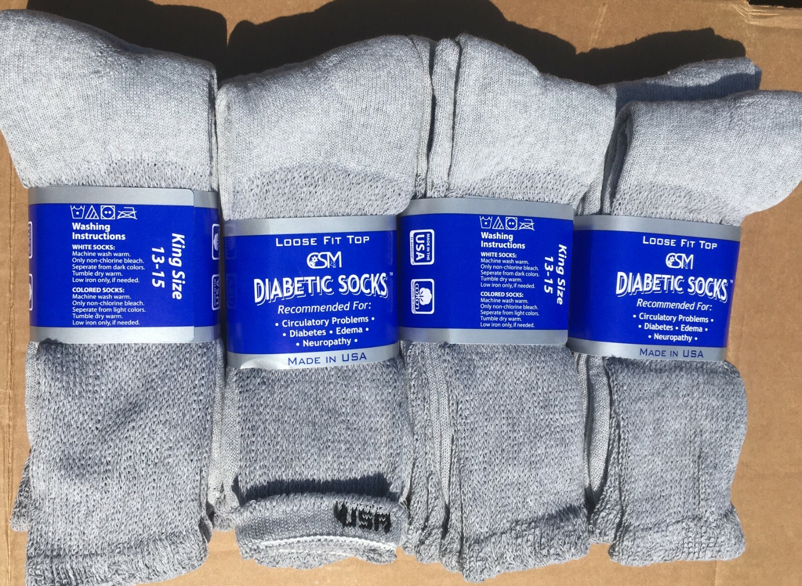 BEST QUALITY 12 PAIR GRAY COLOR DIABETIC CREW SOCKS SIZE 1315 (MADE IN