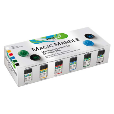 KREUL Hobby Line 73600 Magic Marble Marmorierfarbe Set Grundfarben 6 x 20 ml