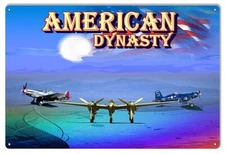 AMERICAN DYNASTY AMERICAN MILITARY PLANES 18" HEAVY DUTY USA MADE METAL ADV SIGN