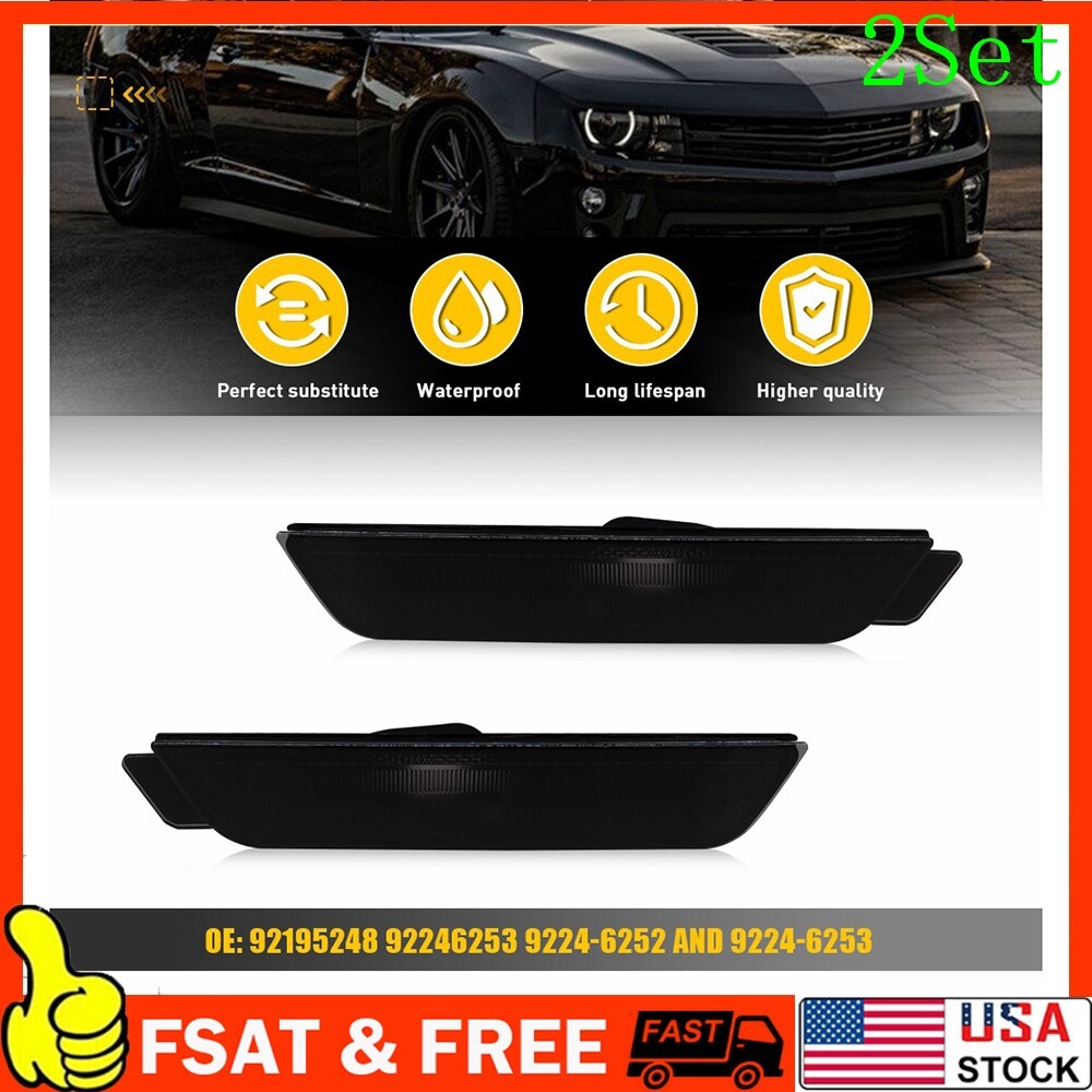 Smoked Lens Side Marker Light Housing Set for 2010-2015 Chevy Camaro