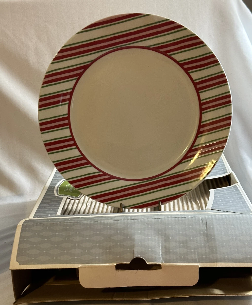 2003 Target Home Candy Cane Christmas Dinner Plates Set Of 4 NIB