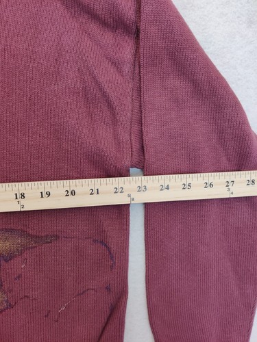 Painted Buffalo Cardigan Sweater Women L Burgundy Knit Long Sleeve Boho Native - Picture 11 of 13