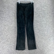 Valerie Stevens Pants Women 4 Black Leather High Rise Flat Front Chino Casual