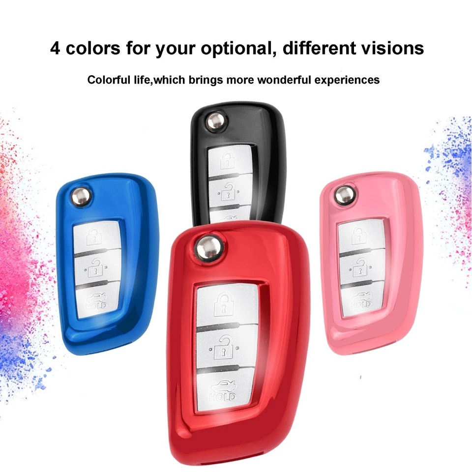 TPU Flip 3 Buttons Car Key Fob Cover for Nissan Rogue Sport Sylphy Pulsar Sentra - Image 3 of 4
