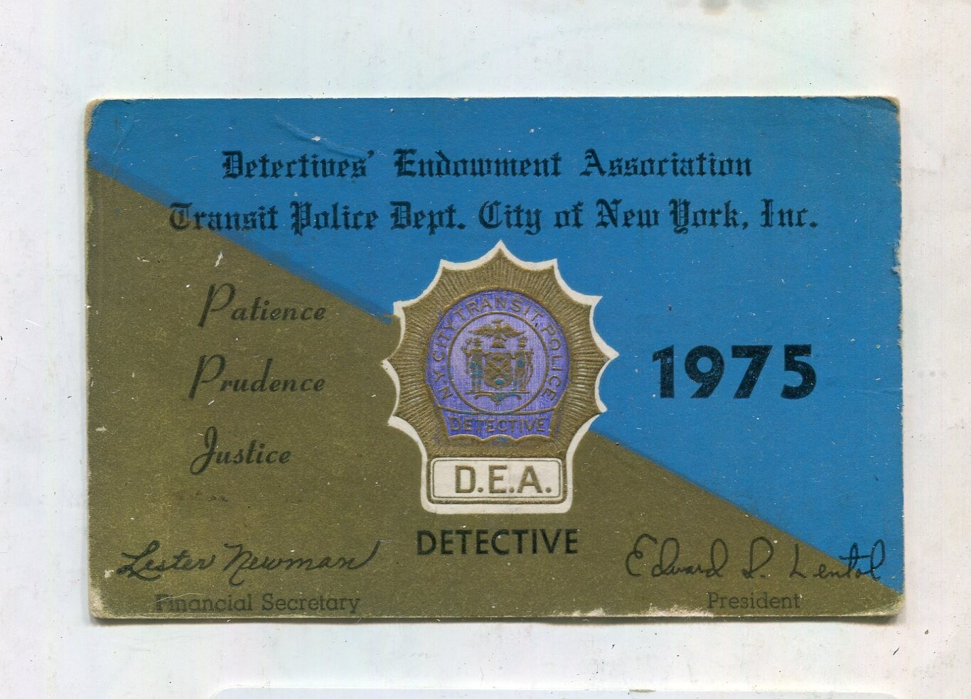 vintage nypd PBA 1975 CARD TRANSIT police DETECTIVE members eBay