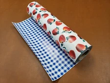 Half ream 24 inch wide Apples and Gingham Reversible gift wrap 417 feet 