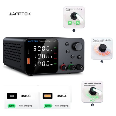 DC Adjustable 0-30V 0-5A 10A Lab Power Supply Precision Variable Bench Switching
