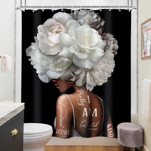 African American Shower Curtain Inch Black Girl Quotes Woman 72Wx72H A-black - Picture 7 of 7