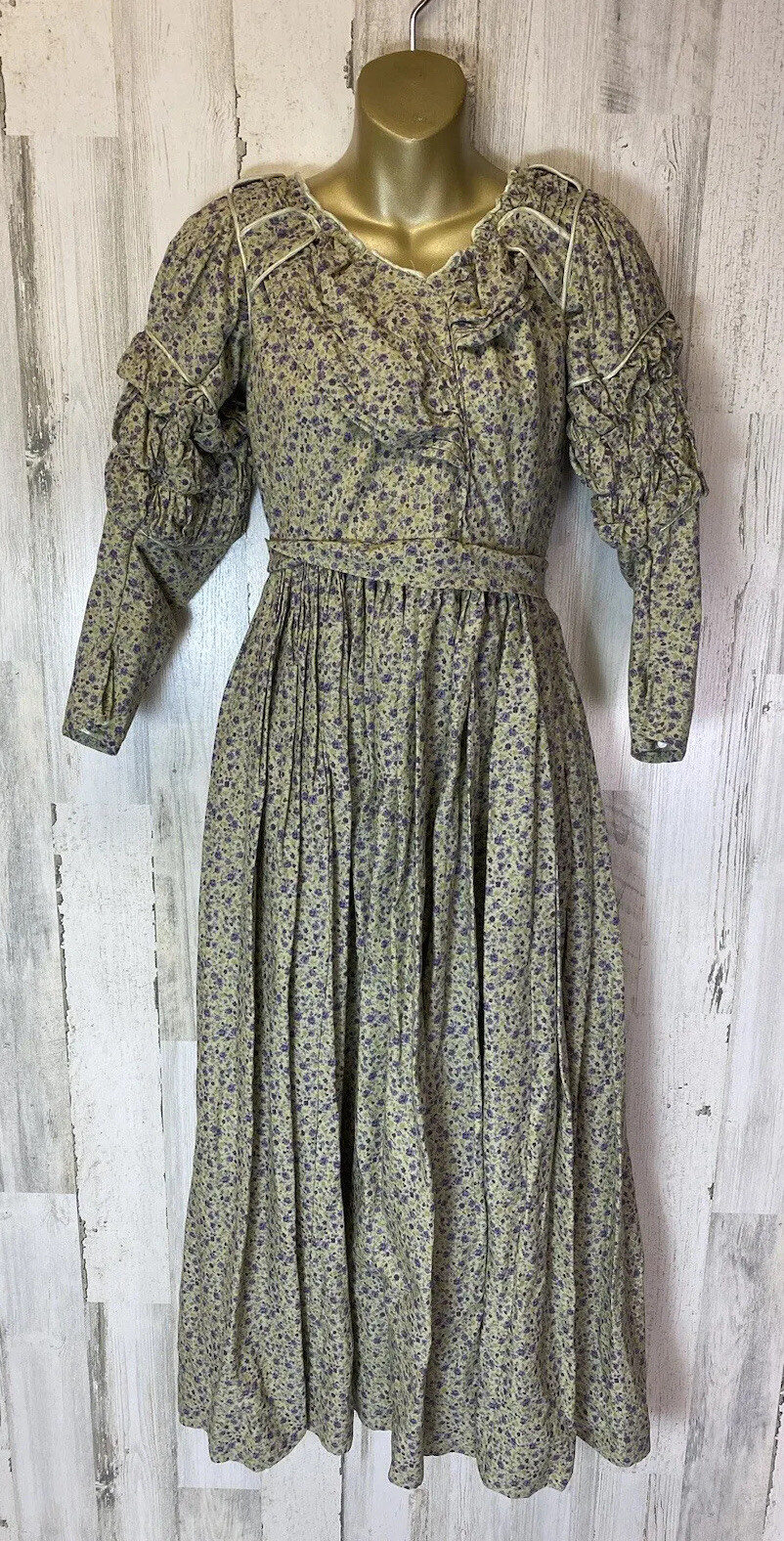 Vtg Handmade Floral Prairie Dress No Size Tags Pe… - image 5