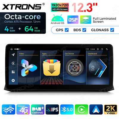 12.3'' Android 14 8-Core Car Stereo GPS Navi 4G WiFi DSP SWC For BMW 5er E60 E61