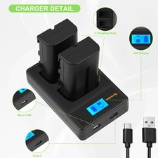 2Pcs NP-F550 Battery+Dual Charger For SONY NP-F330 NP-F750 NP-F530 NPF970 Camera