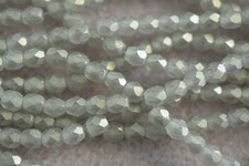 Czech Fire Polished 4mm round faceted glass beads - Sueded Gold Black Diamond