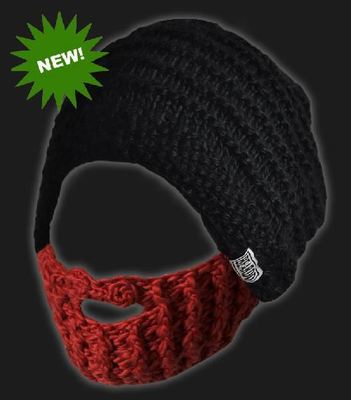 Beardo Beard Beanie Hat - Ginger Red - Bearded Knit Hat Warm Winter Cap