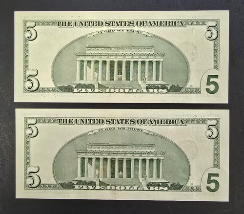 Two 2003 STAR NOTES Gem Uncirculated $5 Federal Reserve Notes Bills - Picture 2 of 2