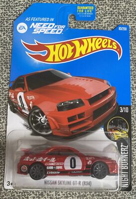 Hot Wheels Nissan 83/250 Red Nissan Skyline GT-R (R34) | eBay