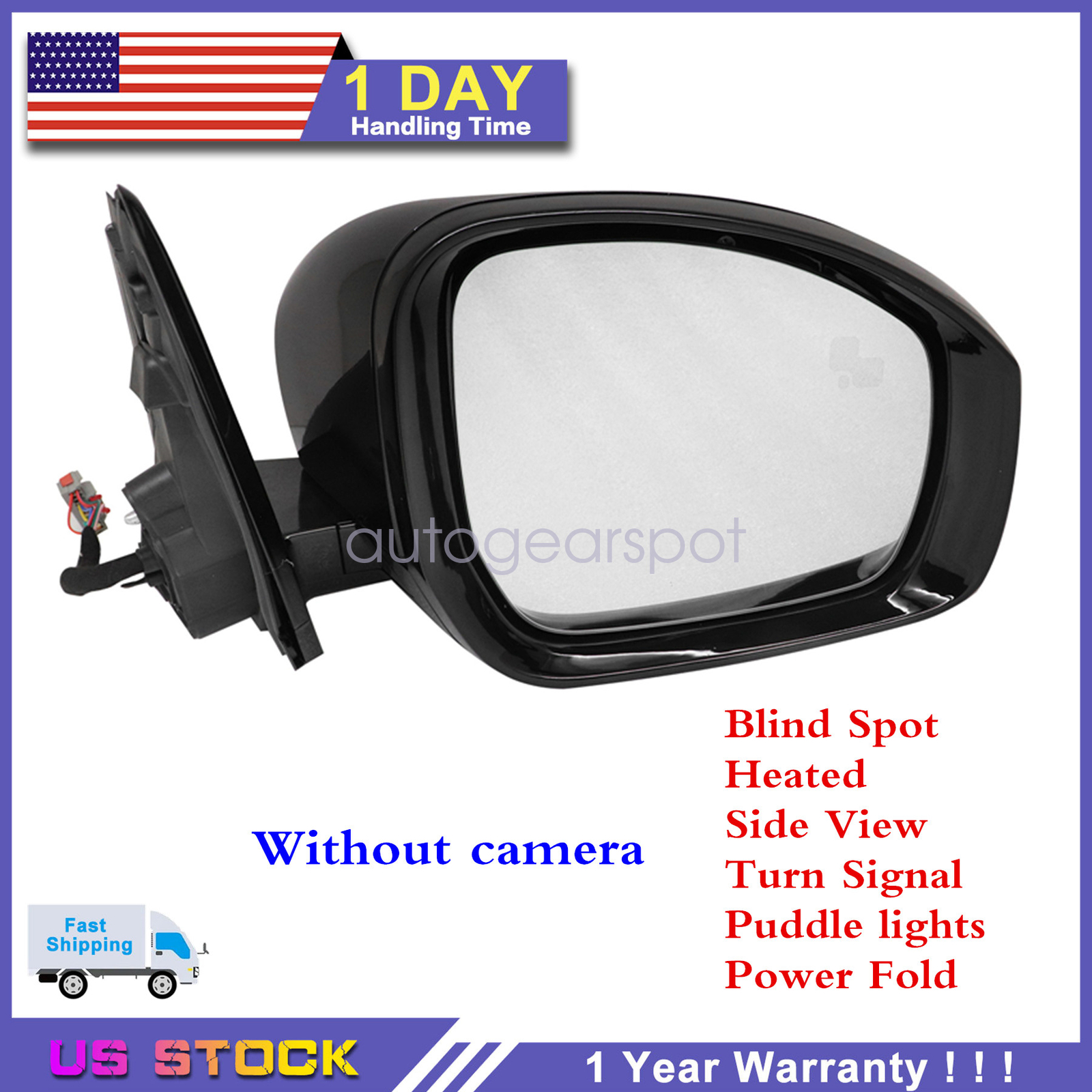 Fits For Range Rover Sport Black Passenger Right Mirror Blind Spot 14-18 19