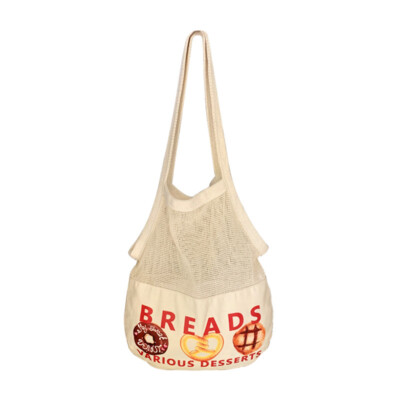 Holiday Net Bag Cute Summer Donut Woven Canvas Bag Beach Picnic Shoulder Bag