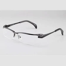 100% Pure Titanium Black Eyeglass Frames Glasses Half Rimless Spectacles Rx able