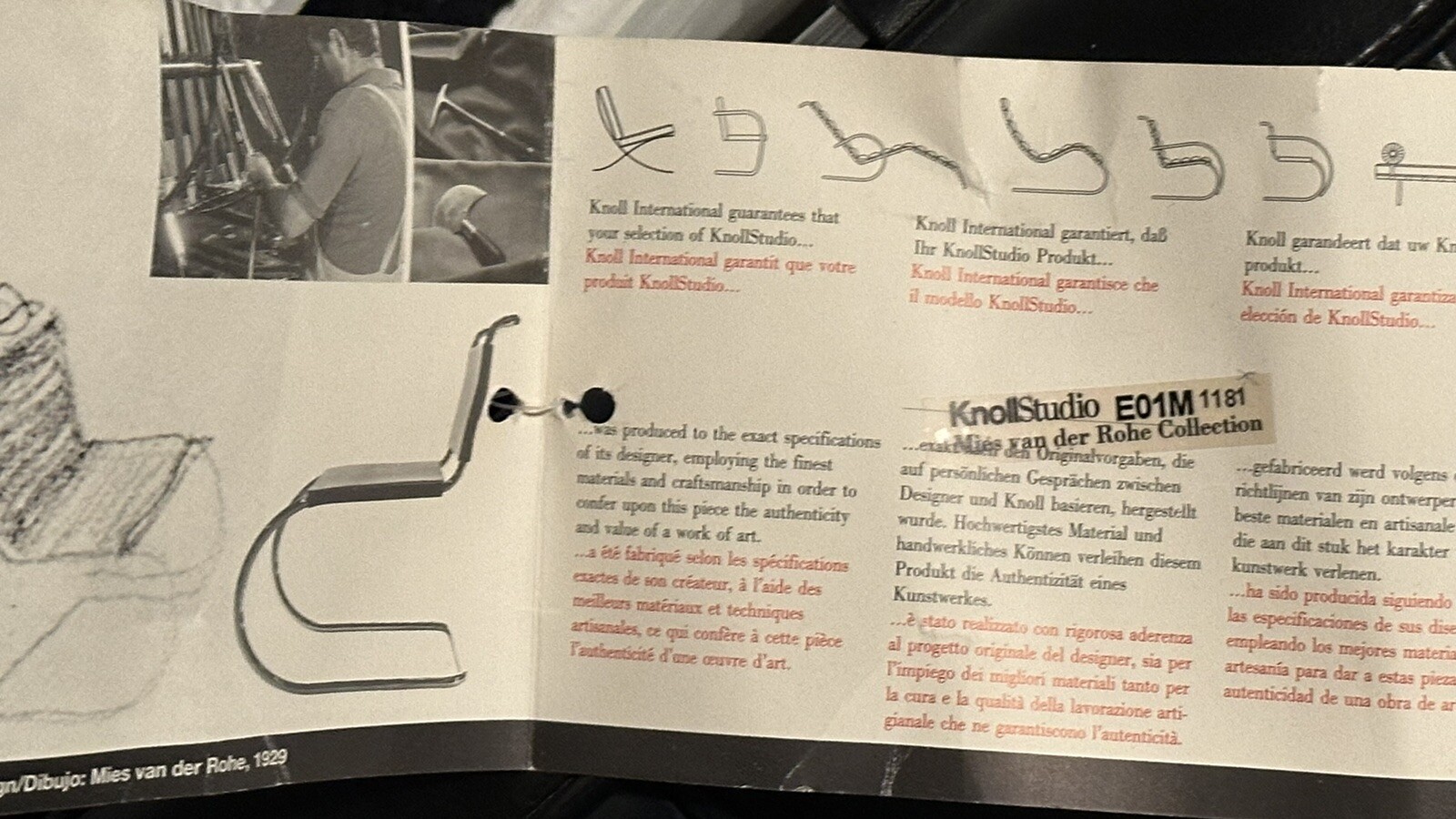 NEW KNOLL STUDIO BARCELONA CHAIR MIES VAN DER ROHE BLACK LEATHER CHROME ART DECO