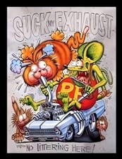 Suck My Exhaust No Littering Here! Rat Race Car Hot Rod Fridge MAGNET