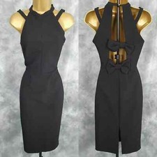 RIVER ISLAND Black Below Knee Bodycon Dress Size 8 Party Evening Occasion Cruise