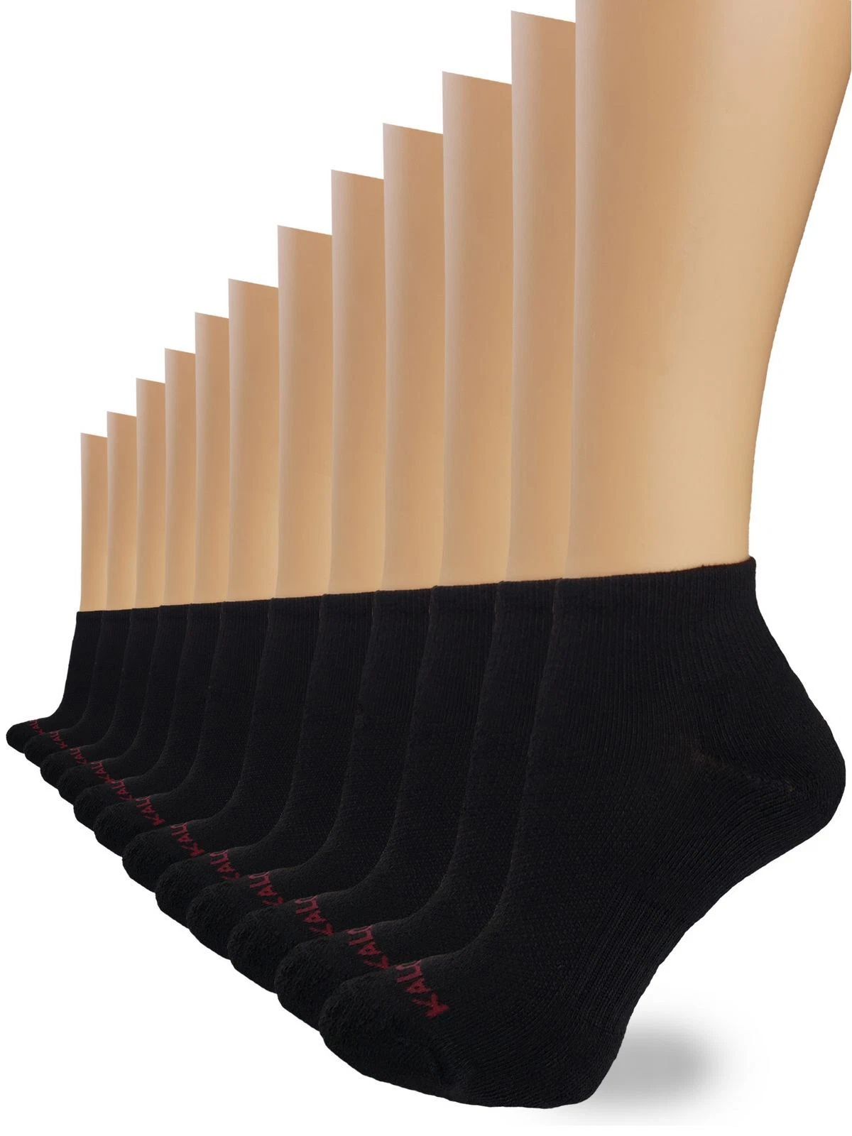 Kalon 12-Pack Black Ankle Athletic Socks for Women