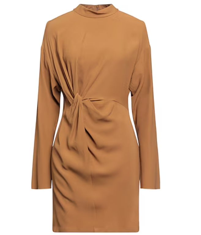 camel dress long sleeve Kim Maxi Dress