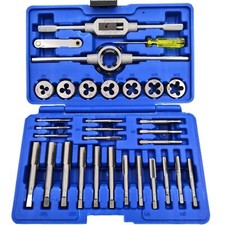 32-Piece Metric Tap and Die Set Precision Threading  Rethreading Tool Kit