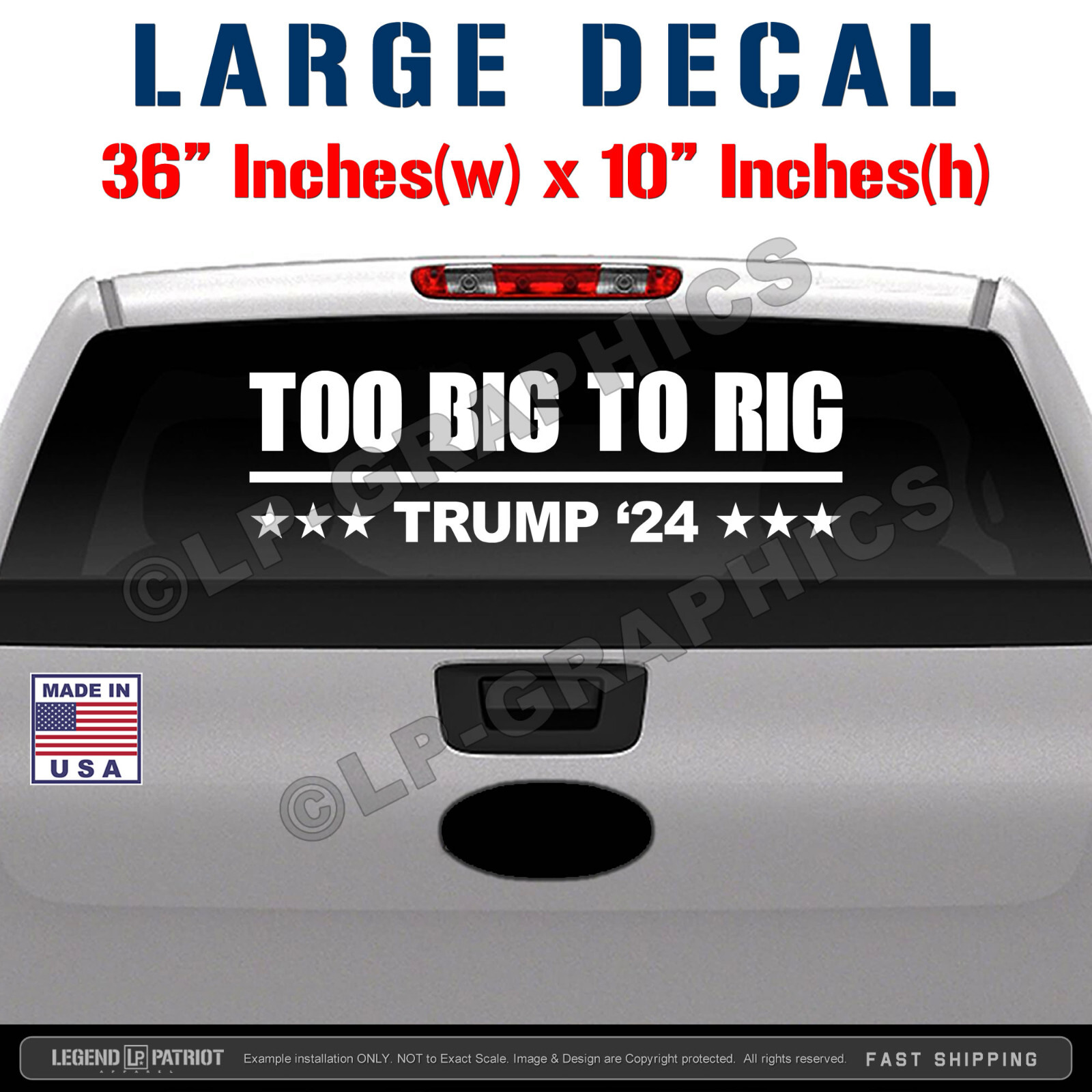 Too BIG To RIG TRUMP 2024 Decal maga usa car | Grelly USA