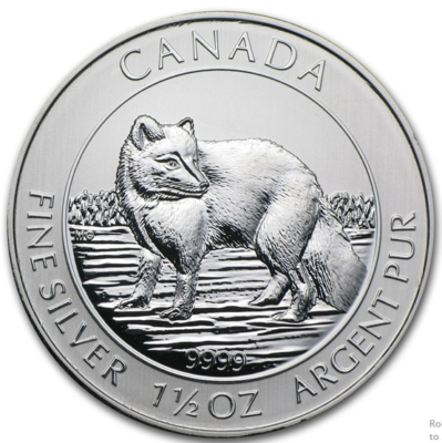 2014 Royal Canadian Mint (RCM) Canada Arctic Fox 1.5 oz Silver