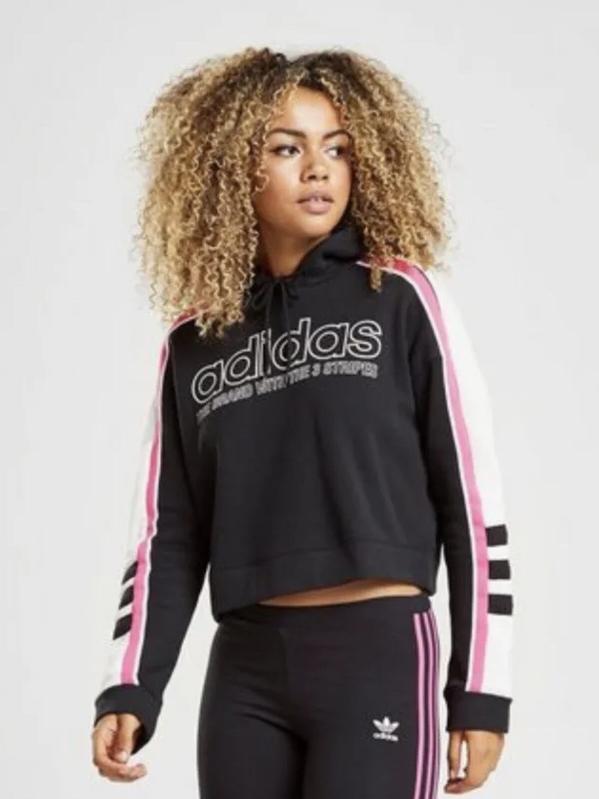 Adidas Originals Women’s Trefoil Racing Hoodie Cropped Retro Track Size S  thumbnail 2
