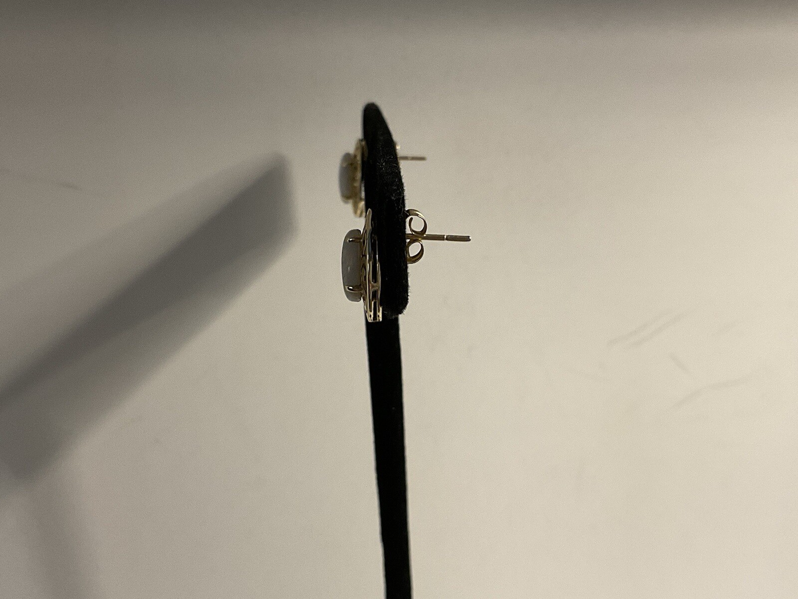 14K Solid Yellow Gold Oval Opal Stud Earrings - image 8