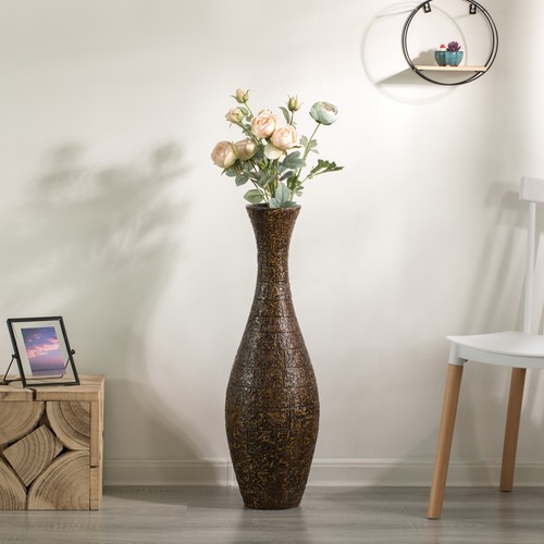 Modern Decorative Brown Textured Design Floor Flower Vase, 31 inch - 第 2/8 張圖片