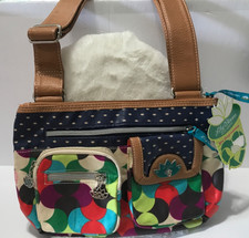 Lily Bloom Brown Multicolor Women's Crossbody Bag Adjustable Strap Zip