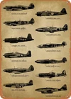 Vintage WWII Fighter Planes Metal Sign, Ideal, 12 x 8 Inch