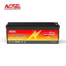 24V 300Ah LiFePO4 Lithium Battery 7.68KW BMS 20000+Cycle Off Grid Boat RV Solar