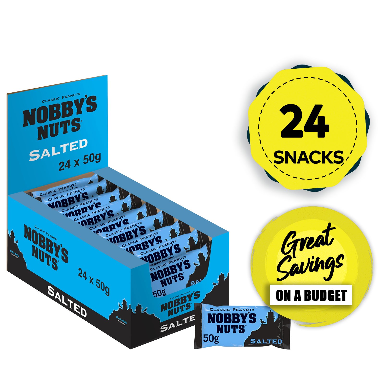 Nobby's Nuts Classic Salted Peanuts Sharing Party Snack 24 x 50g