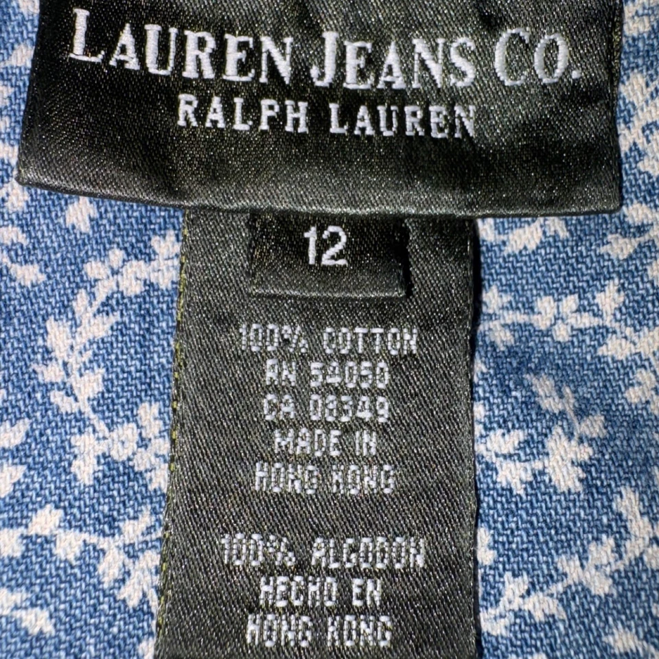 Camisa Western Lauren Jeans Co Ralph Lauren Azul Floral Denim Wms 12 Y2K Algodón Foto 3 de 4