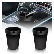 2PCS Car Ashtray with Lid,Self-Extinguishing Car Ashtrays for Cup Holder Black