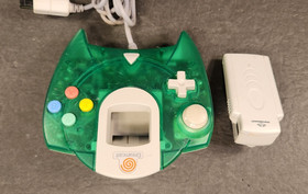 SEGA DREAMCAST OEM TRANSLUCENT GREEN CONTROLLER AND VMU NOT WORKING AS IS