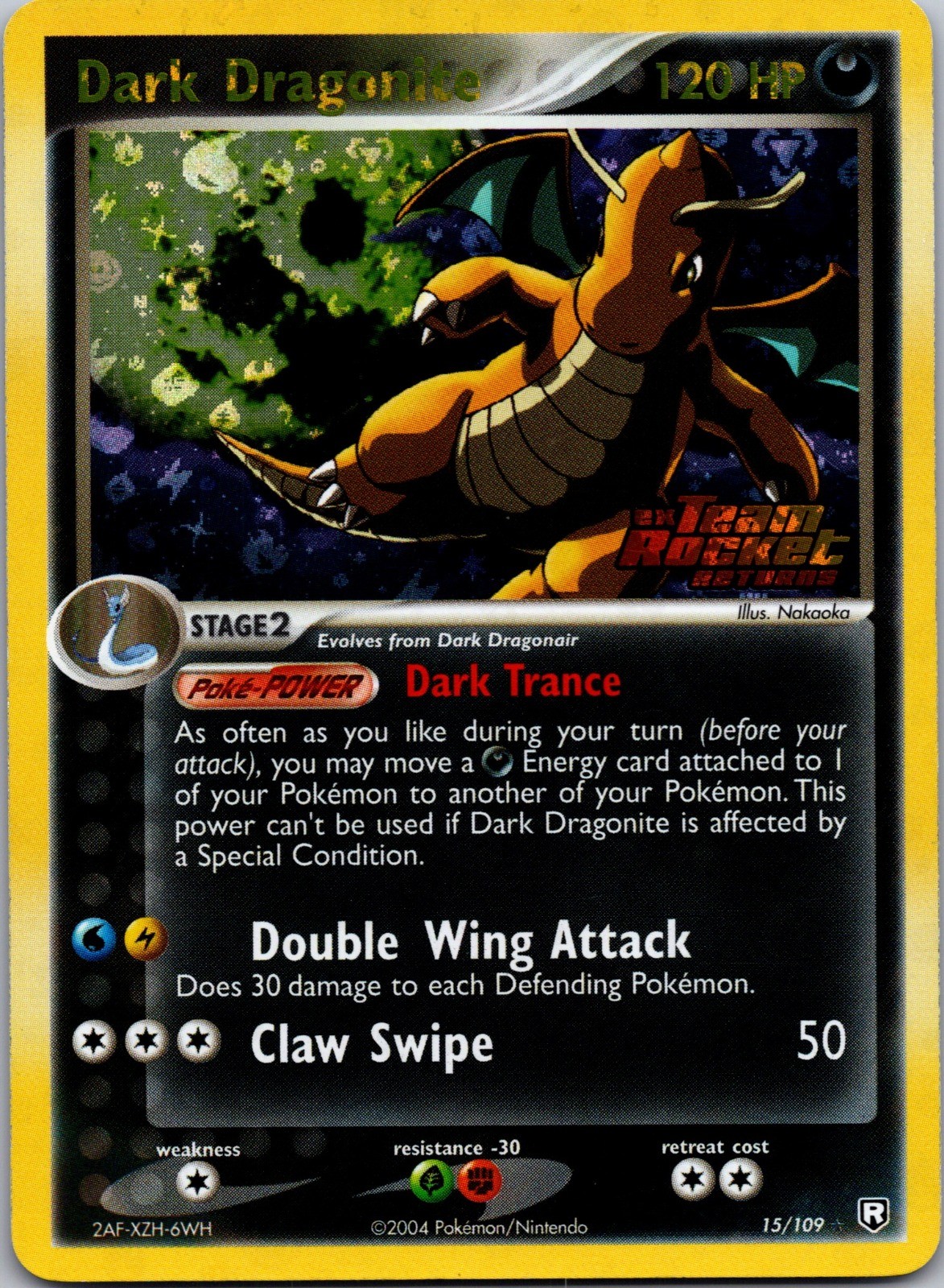 Dark Dragonite Reverse Holo Rare STAMPED Team Rocket Returns 15/109 NM
