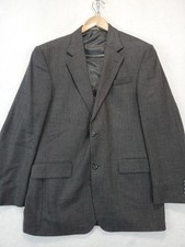 Oscar de la Renta Wool Sport Coat Blazer Brown Plaid Men's 42L Business Office