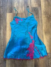 VTG Victoria  s Secret Blue Slip Dress Pink Lace Y2K fairycore