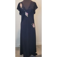 VTG Oscar de la Renta Black Maxi Slip Dress Whimsigoth Romantic Cottagecore L